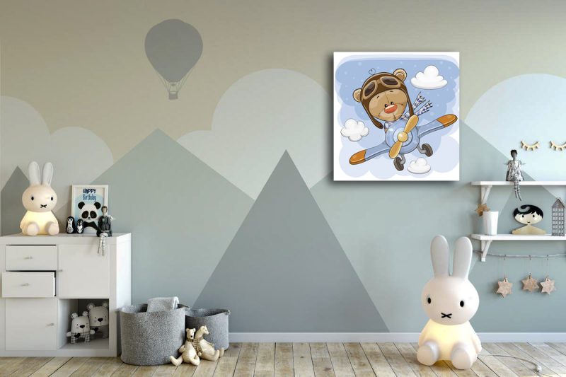 تابلو اتاق کودک خرس آبی زیبا