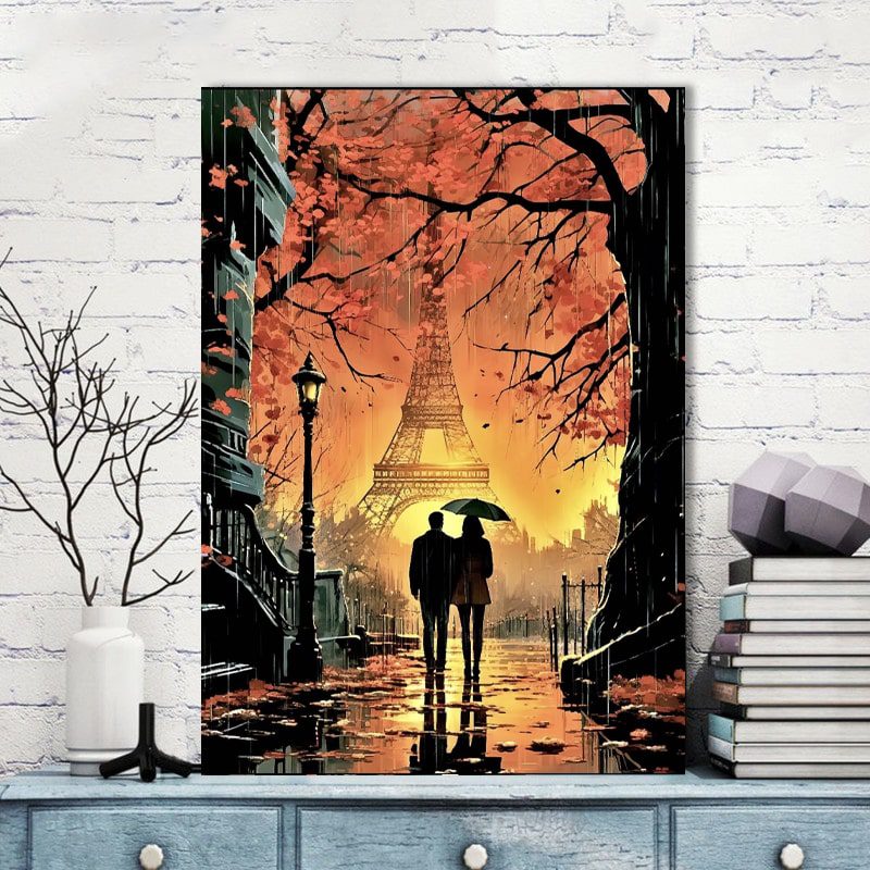 تابلو نقاشی عاشقانه پاریس