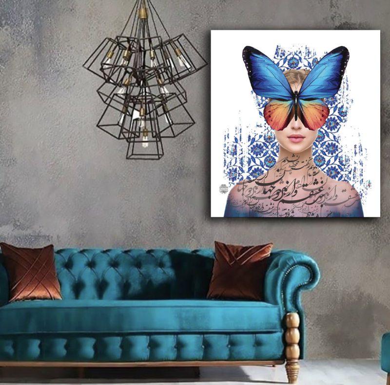 تابلو دیجیتال آرت پروانه آبی