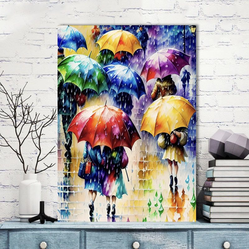 تابلو هفت رنگ طرح چتر و بارون