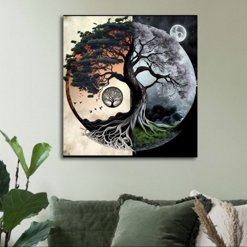 تابلو یین یانگ درخت و ماه